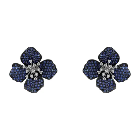 Náušnice s diamanty s safíry Blue for You
