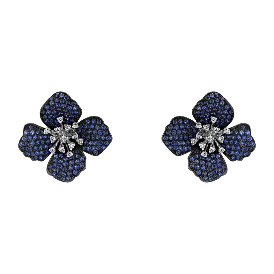 Náušnice s diamanty s safíry Blue for You