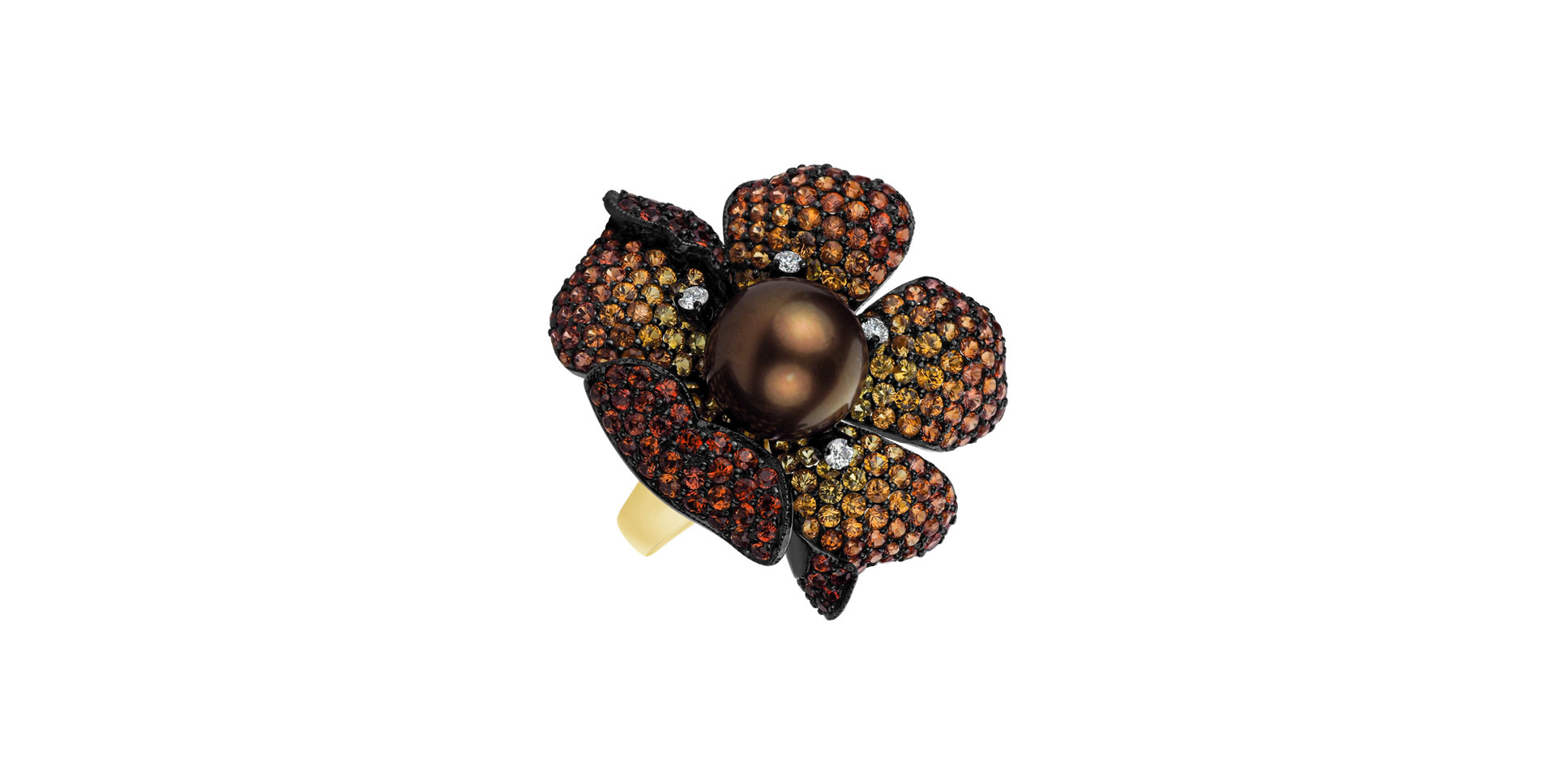 Prsten s perlou, diamanty a safíry Annalee