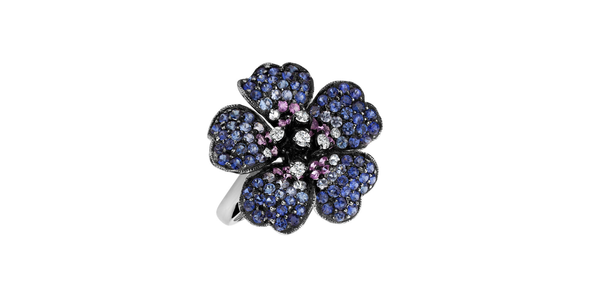 Prsten s diamanty a safíry Carlie