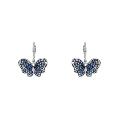 Náušnice s diamanty a safíry Sapphire Butterfly