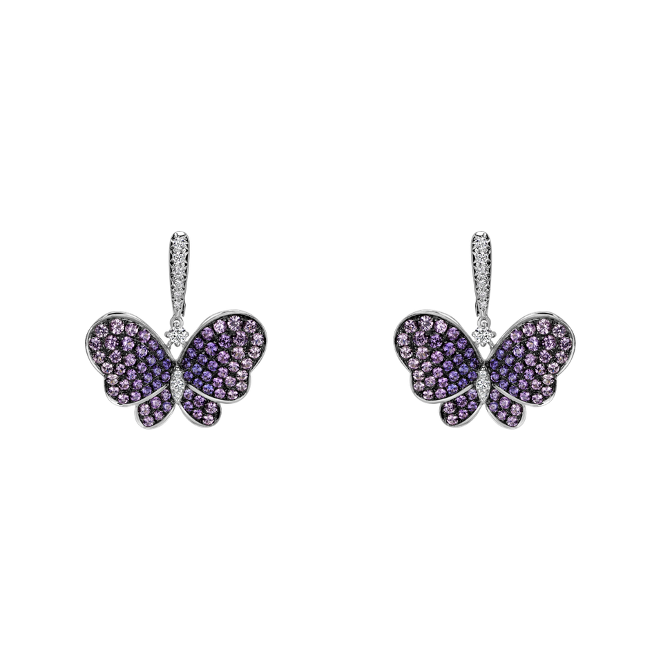Náušnice se safíry a diamanty Sapphire Butterfly