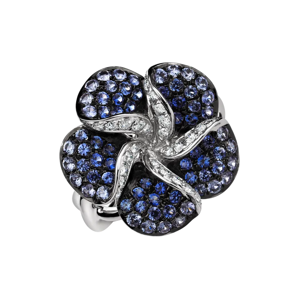 Prsten s diamanty a safíry Delicious Orchid
