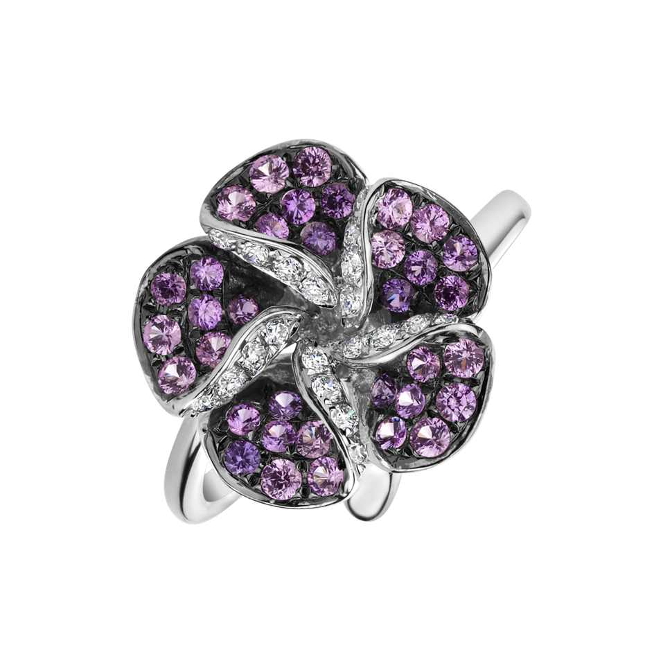 Prsten s diamanty a safíry Poetic Orchid