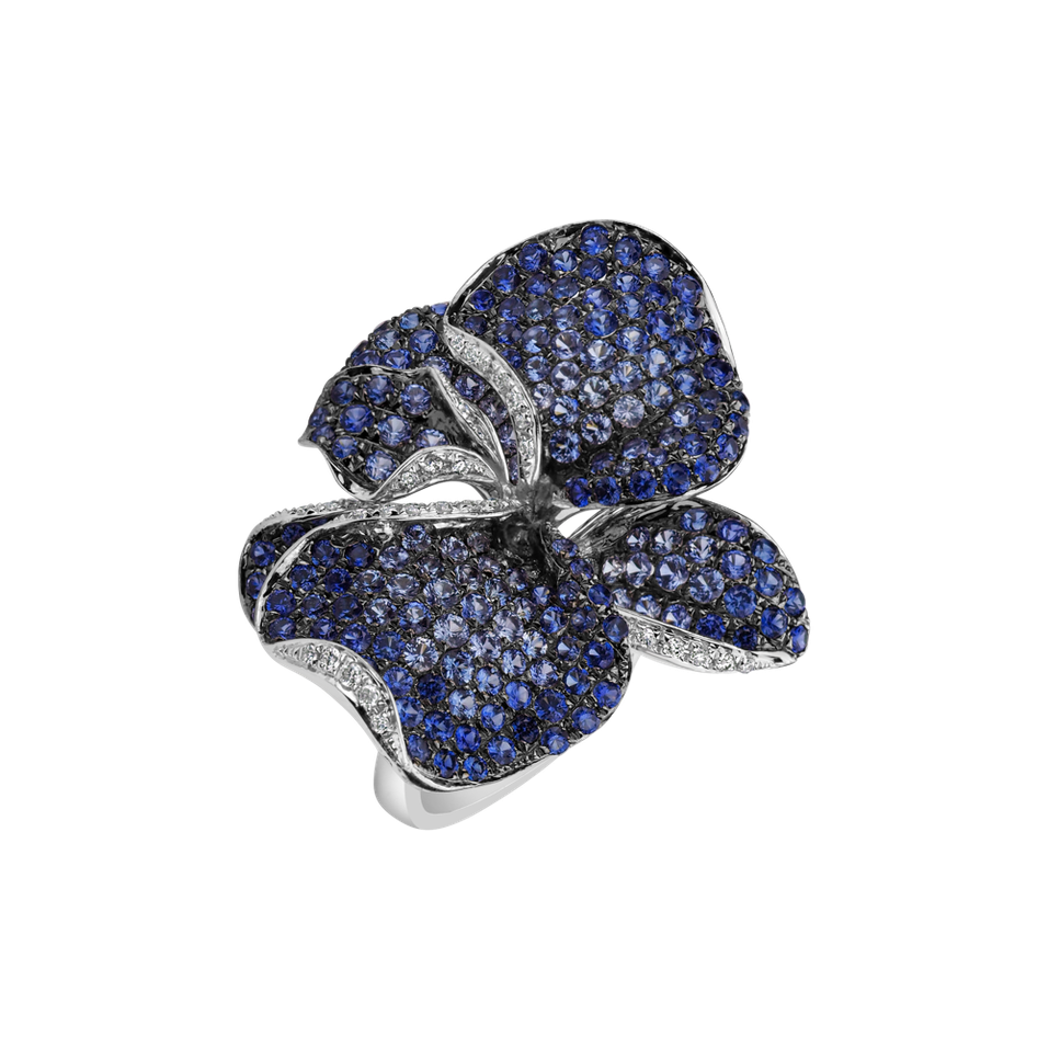 Prsten s diamanty a safíry Star Orchid