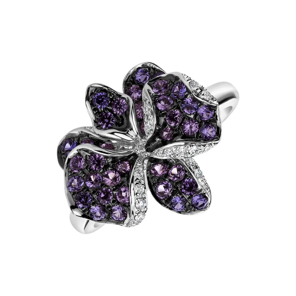 Prsten s diamanty a safíry Noble Orchid