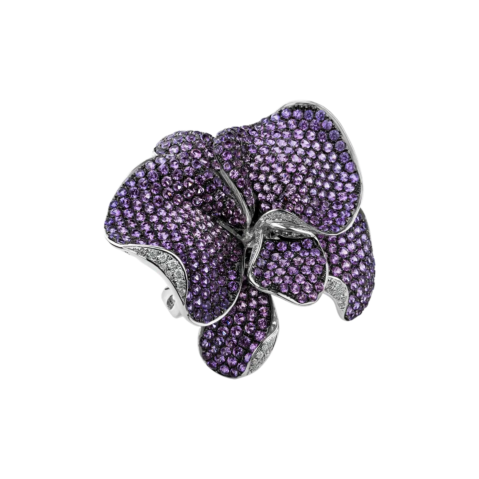 Prsten s diamanty a safíry Violet Orchid