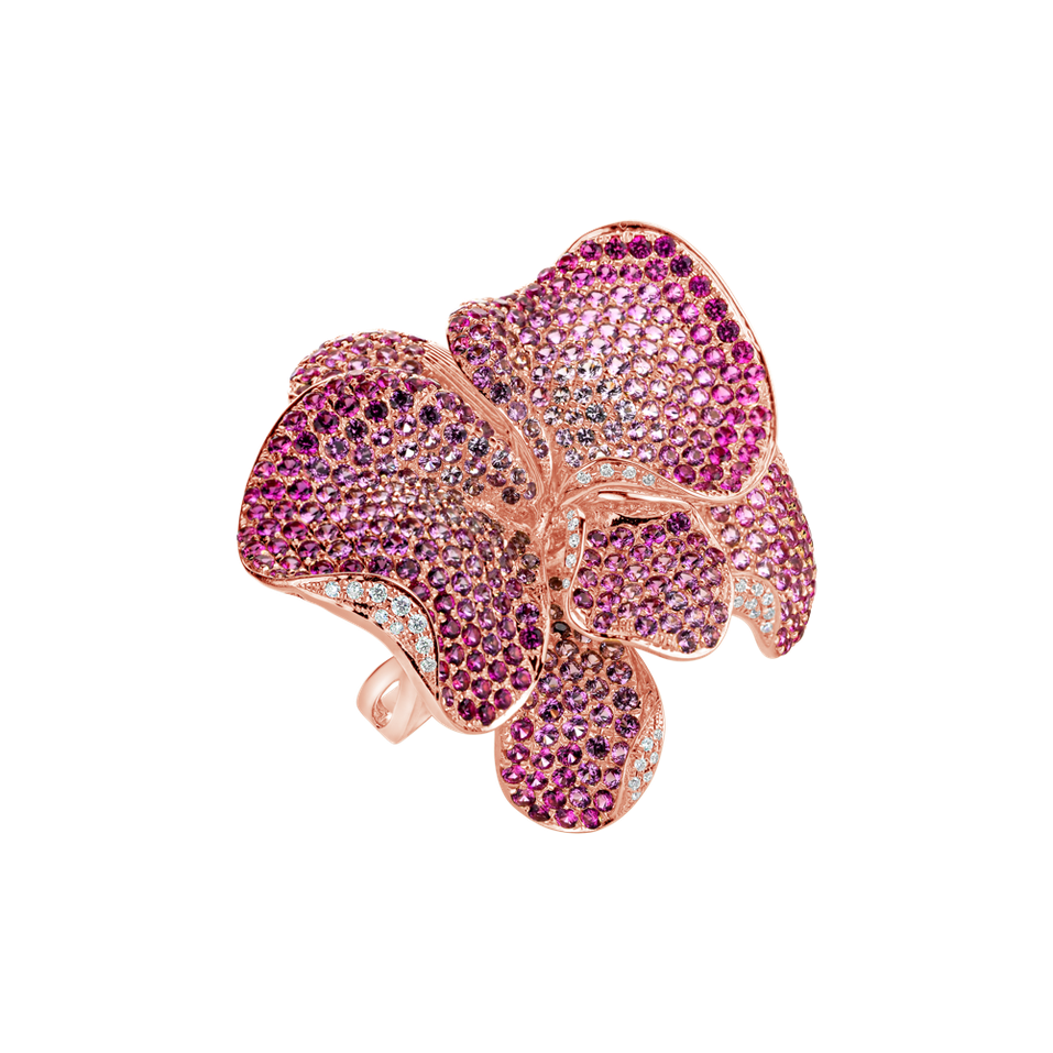 Prsten s diamanty a safíry Violet Orchid