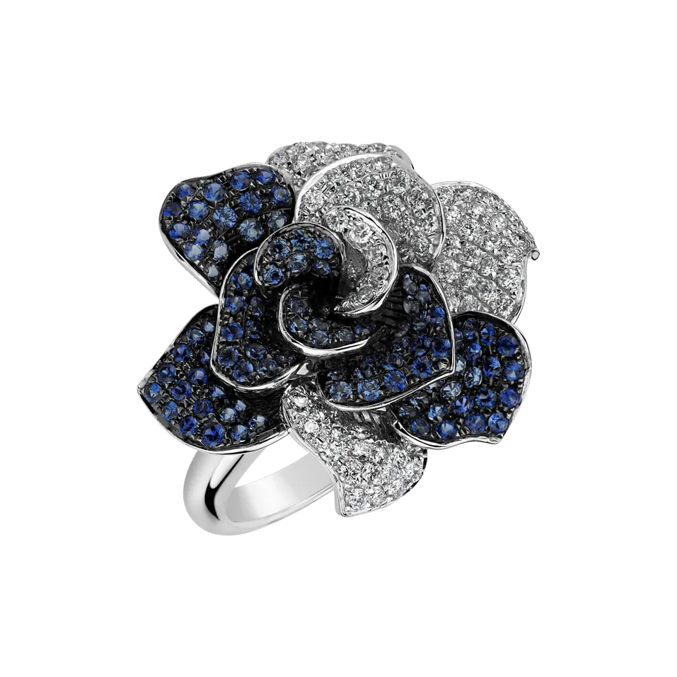 Prsten s diamanty a safíry Heavenly Magnolia