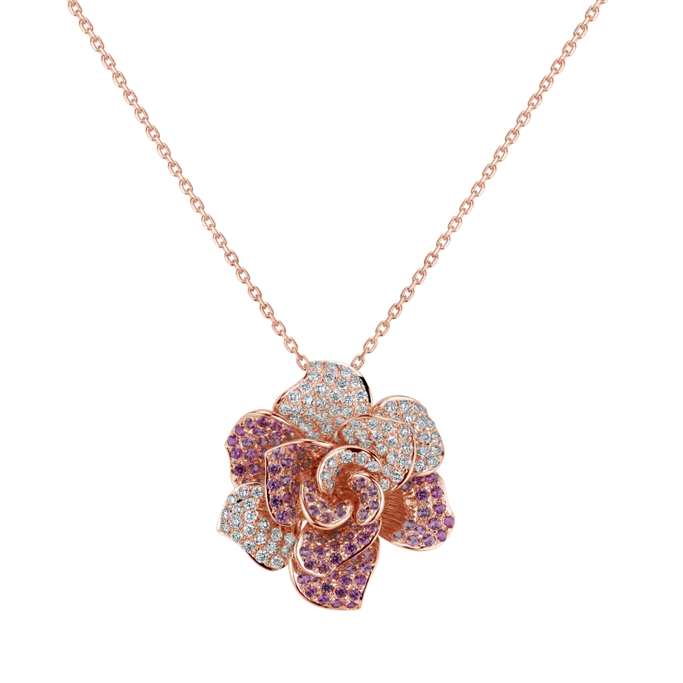 Přívěs s diamanty a safíry Moon Magnolia