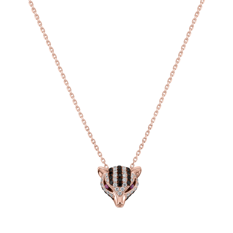 Náhrdelník s černými a bílými diamanty a rubíny Poetic Glow