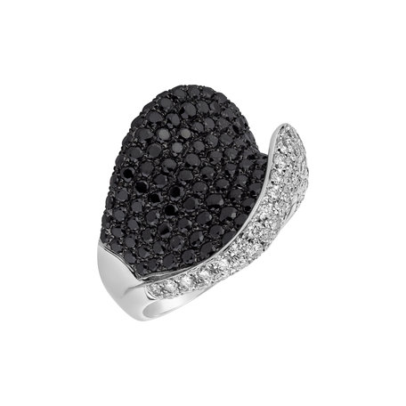 Prsten s černými a bílými diamanty Black & White Passion