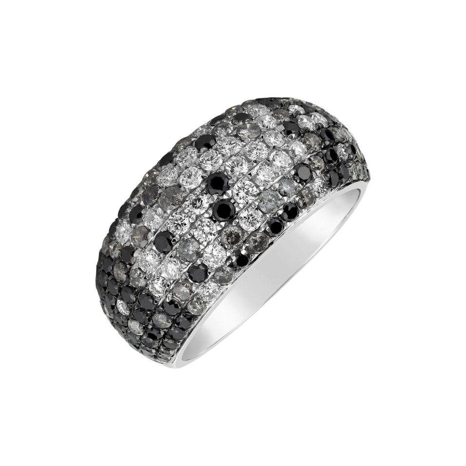 Prsten s černými a bílými diamanty Marwan