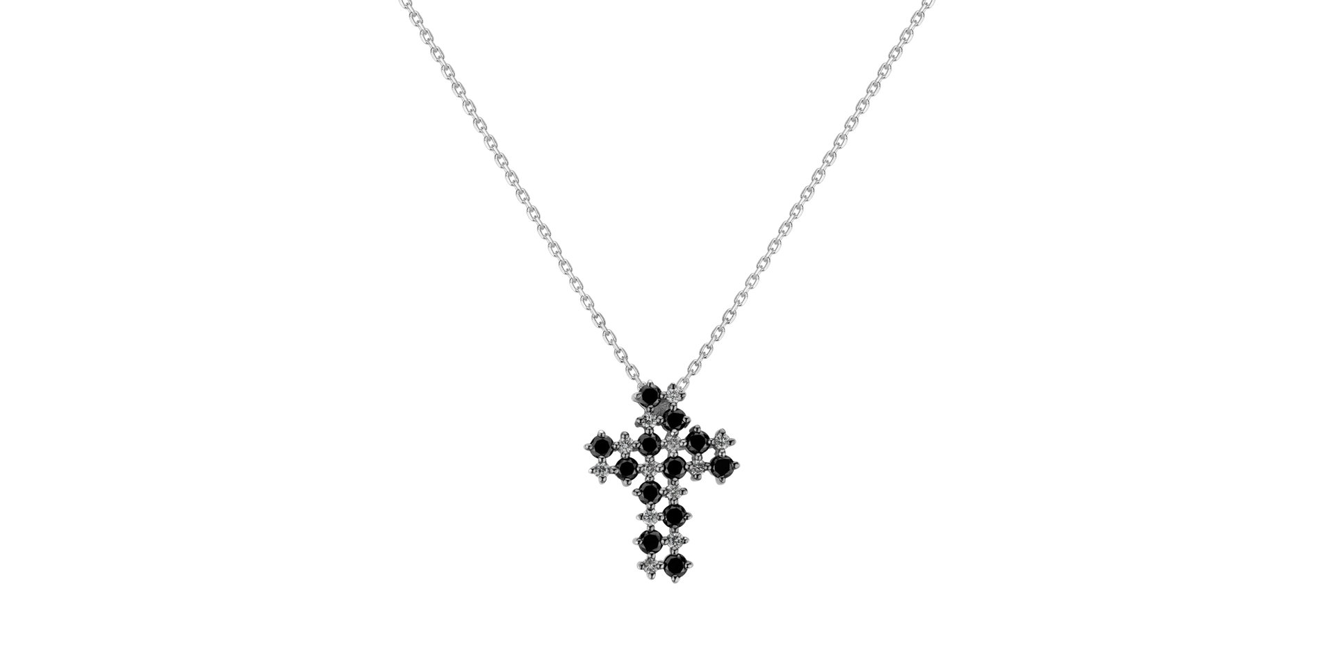 Přívěs s černými a bílými diamanty Godly Cross
