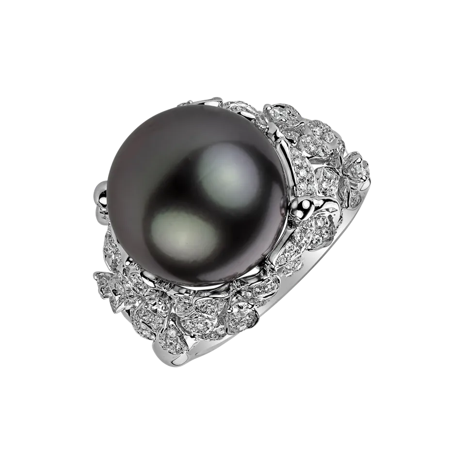 Prsten s perlou a diamanty Madame Pearl