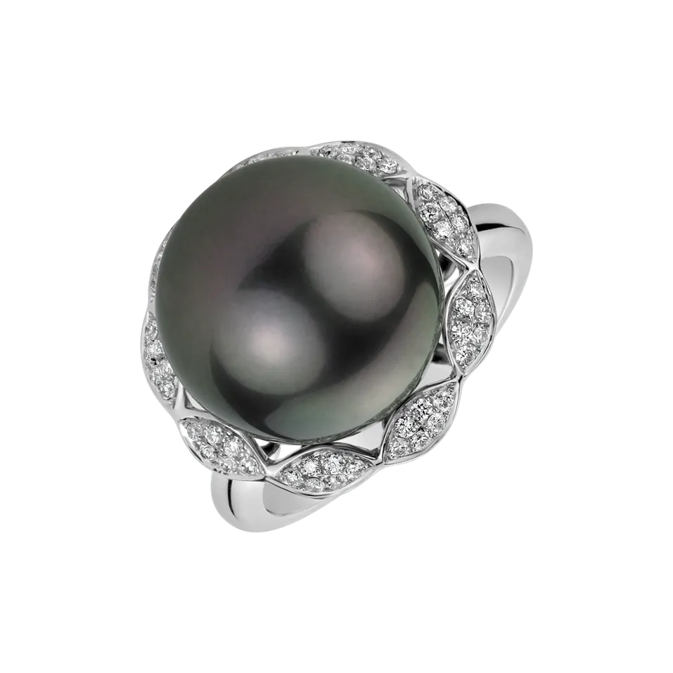 Prsten s perlou a diamanty Touch of Poetic