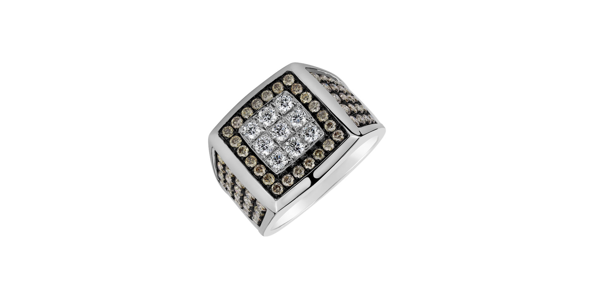 Prsten s bílými a hnědými diamanty Hattie