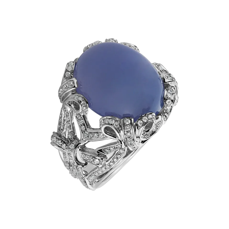 Prsten s chalcedonem a diamanty Ocean Symphony