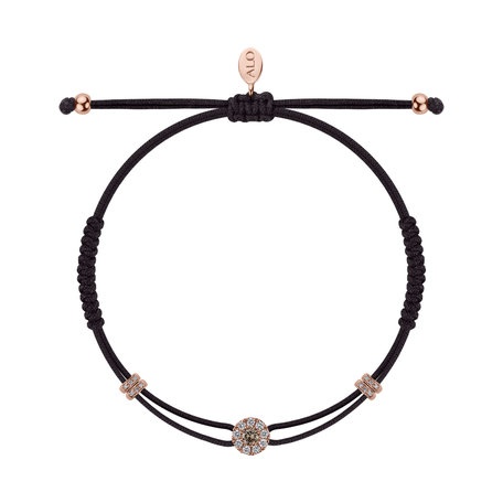 Náramek s bílými a hnědými diamanty Shamballa