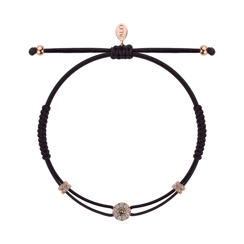 Náramek s bílými a hnědými diamanty Shamballa