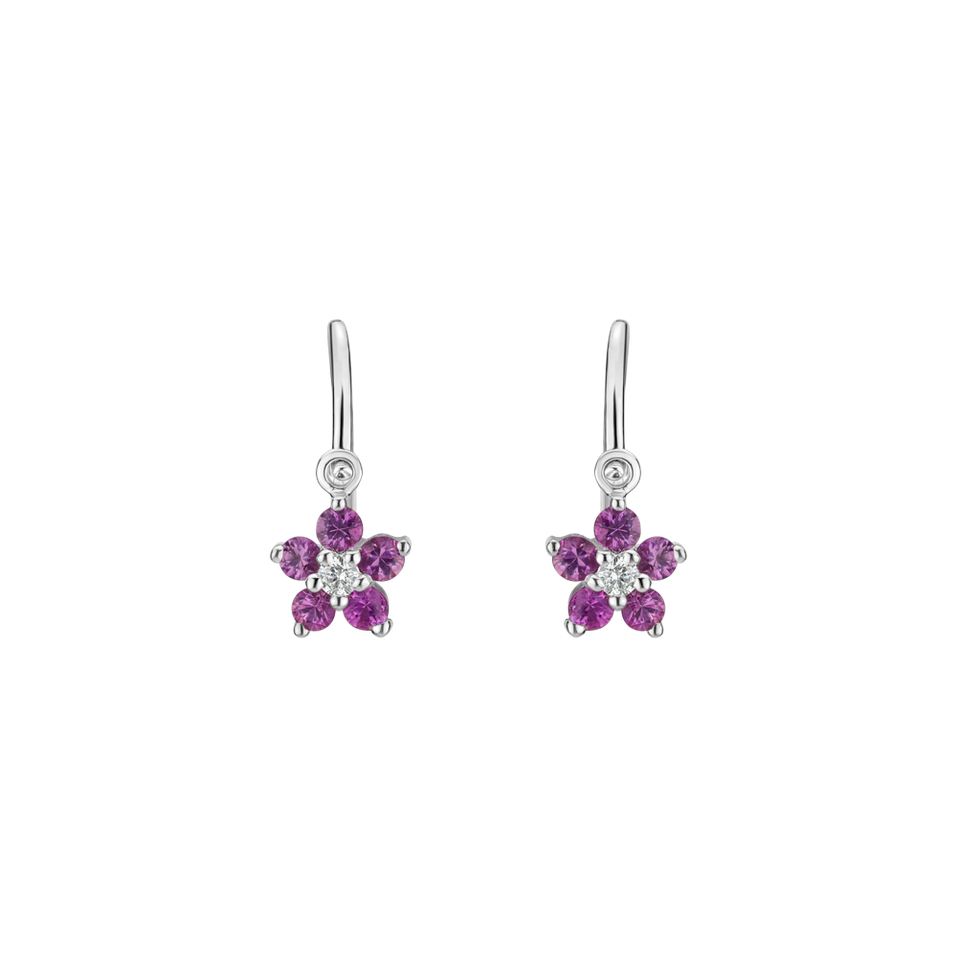 Dětské náušnice s diamantem a safíry Lovely