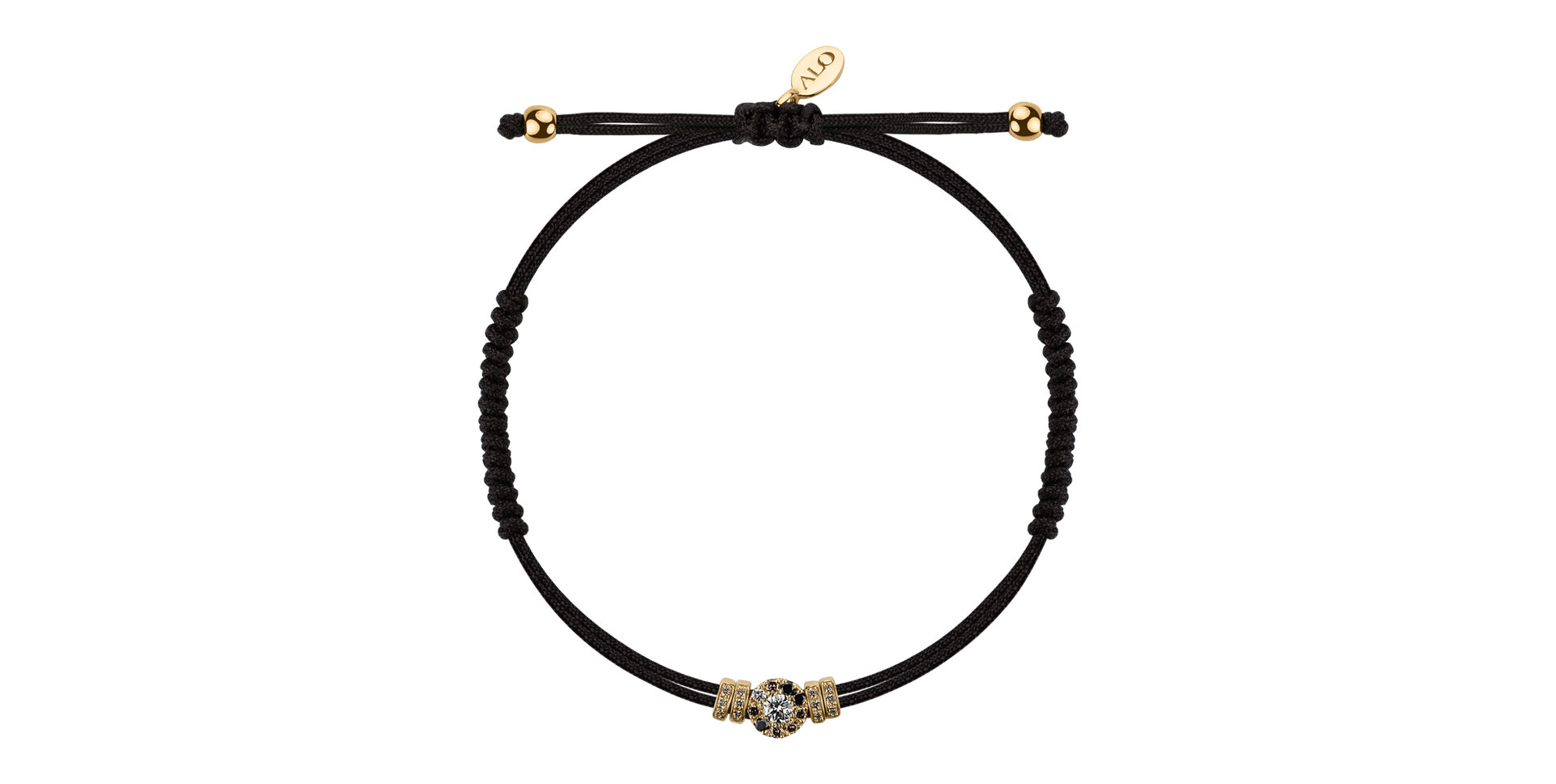 Náramek s bílými,hnědými a černými diamanty Shamballa