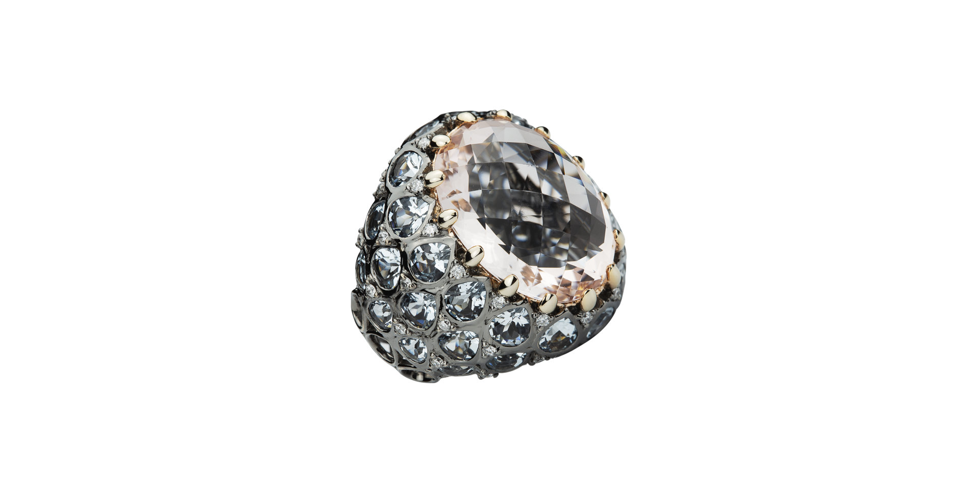 Prsten s akvamarínem, diamanty a morganitem Venus Dream