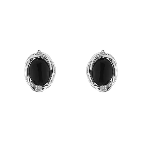 Náušnice s měsíčním kamenem a diamanty Dark Waves