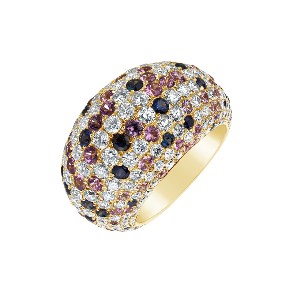 Prsten s diamanty a safíry Mystery Heaven