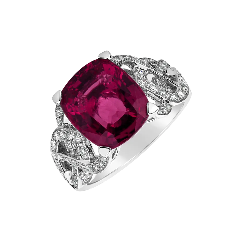 Prsten s turmalínem a diamanty Red Romance