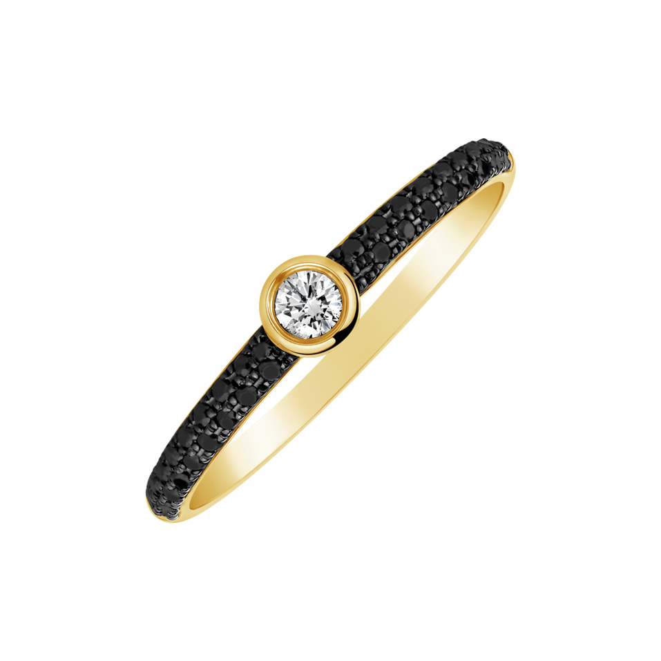 Prsten s černými a bílými diamanty Sunburst Treasure