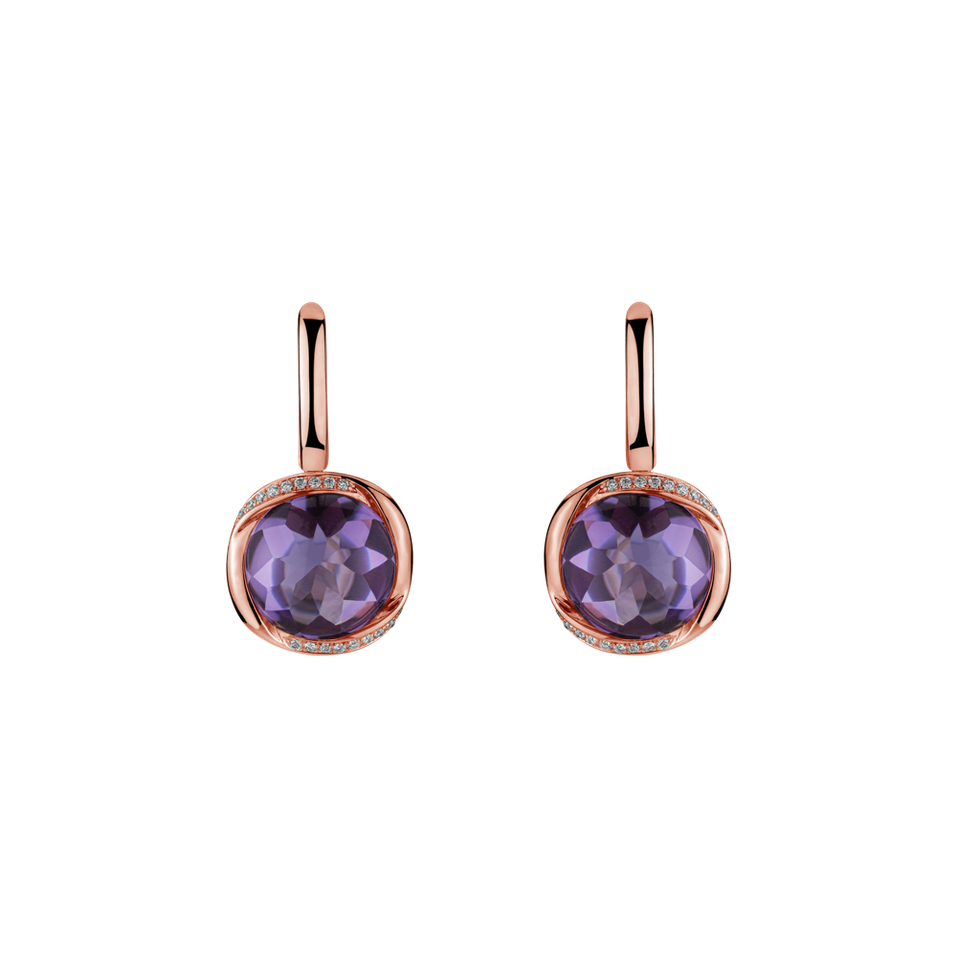 Náušnice s ametystem diamanty Violet Drops