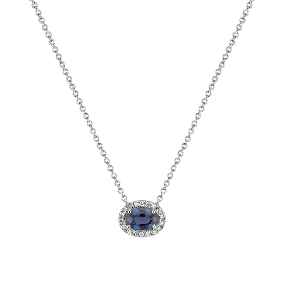 Přívěs s řetízkem se safírem a diamanty Noble Elegance