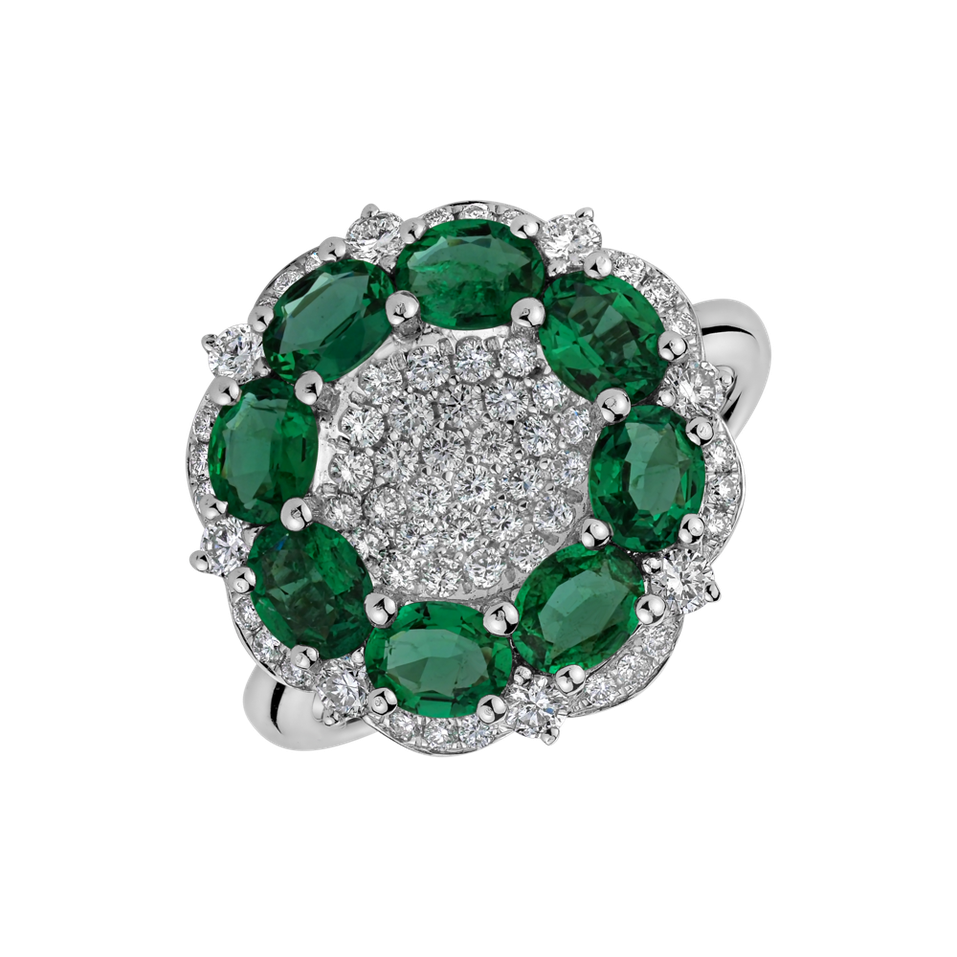 Prsten s diamanty a smaragdy Cadmium Green