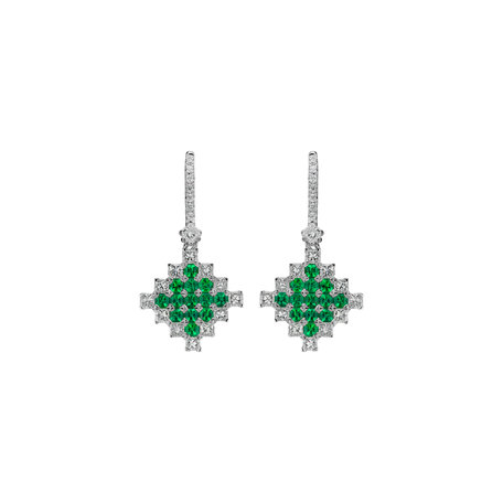 Náušnice s diamanty a smaragdy Dazzling Mesh