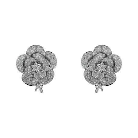 Náušnice s diamanty Camellia Treasure