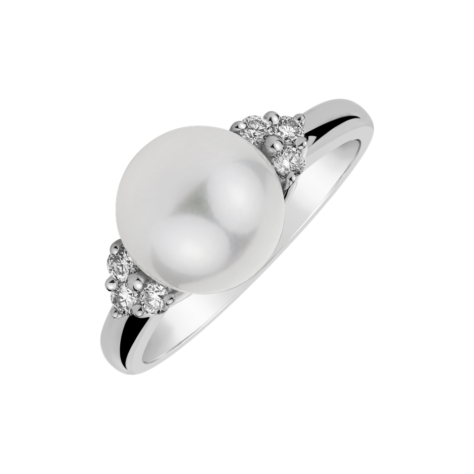 Prsten s perlou a diamanty Cherubic Shore