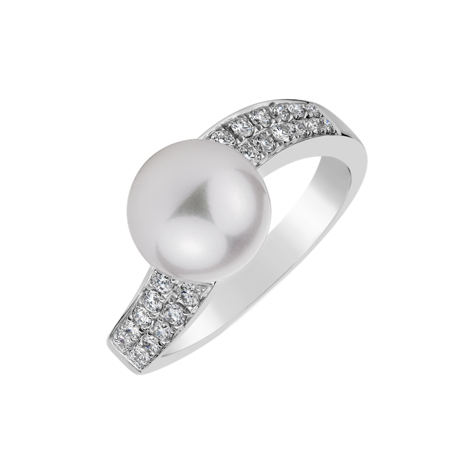 Prsten s perlou a diamanty Spiral Treasure
