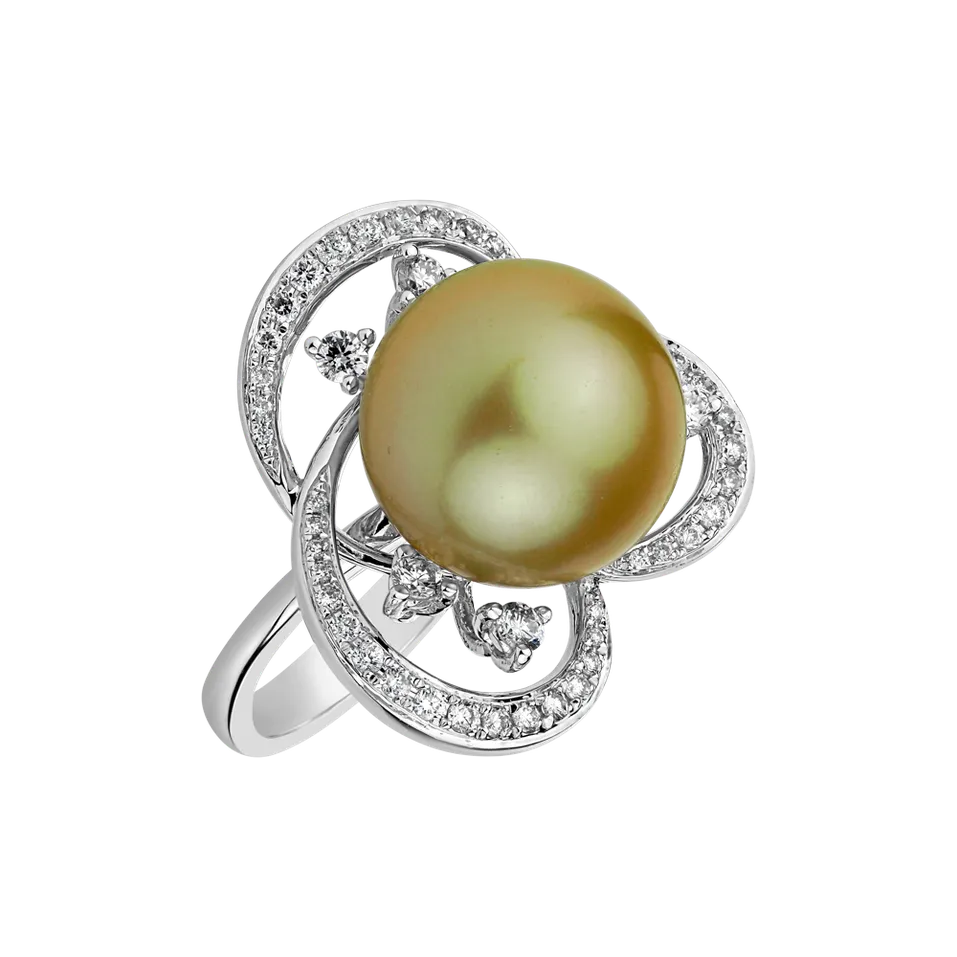 Prsten s perlou a diamanty Pearl Renaissance