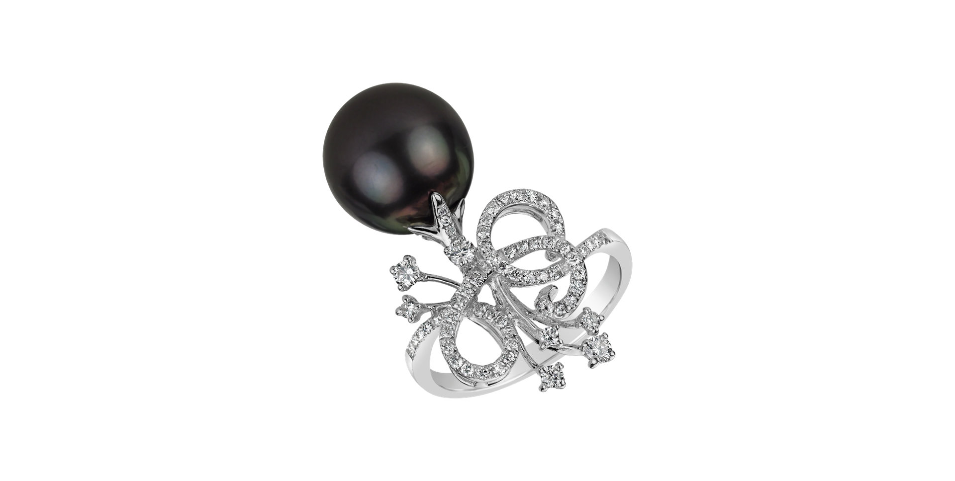Prsten s perlou a diamanty Flower of Sea