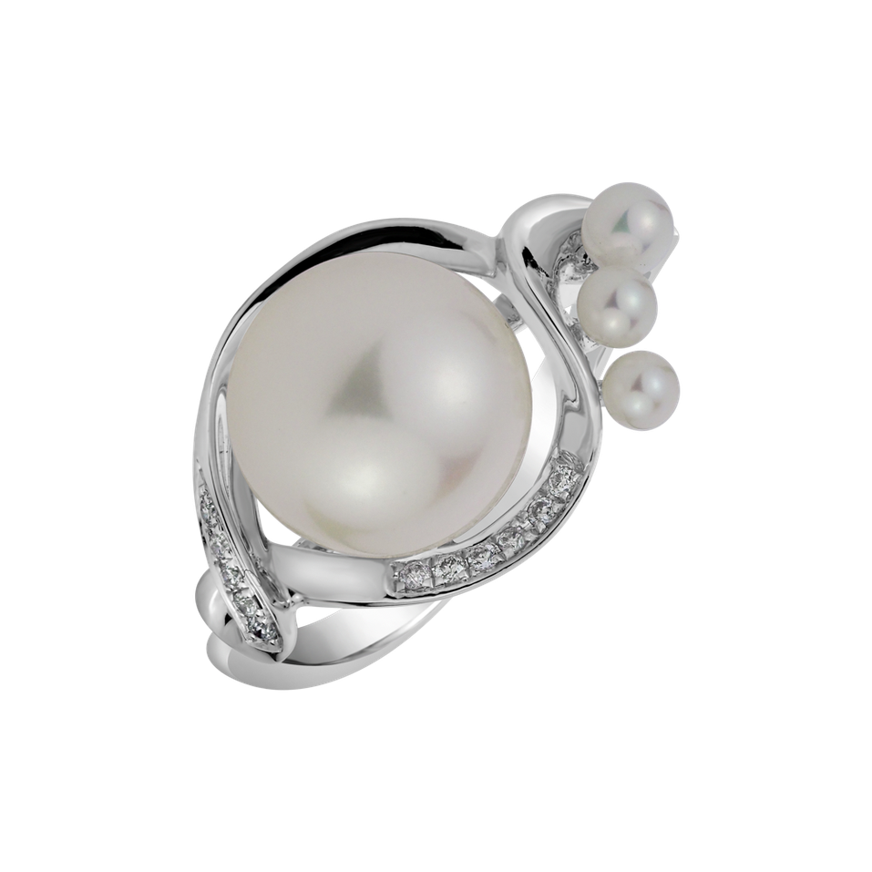 Prsten s perlou a diamanty Princess Pearl