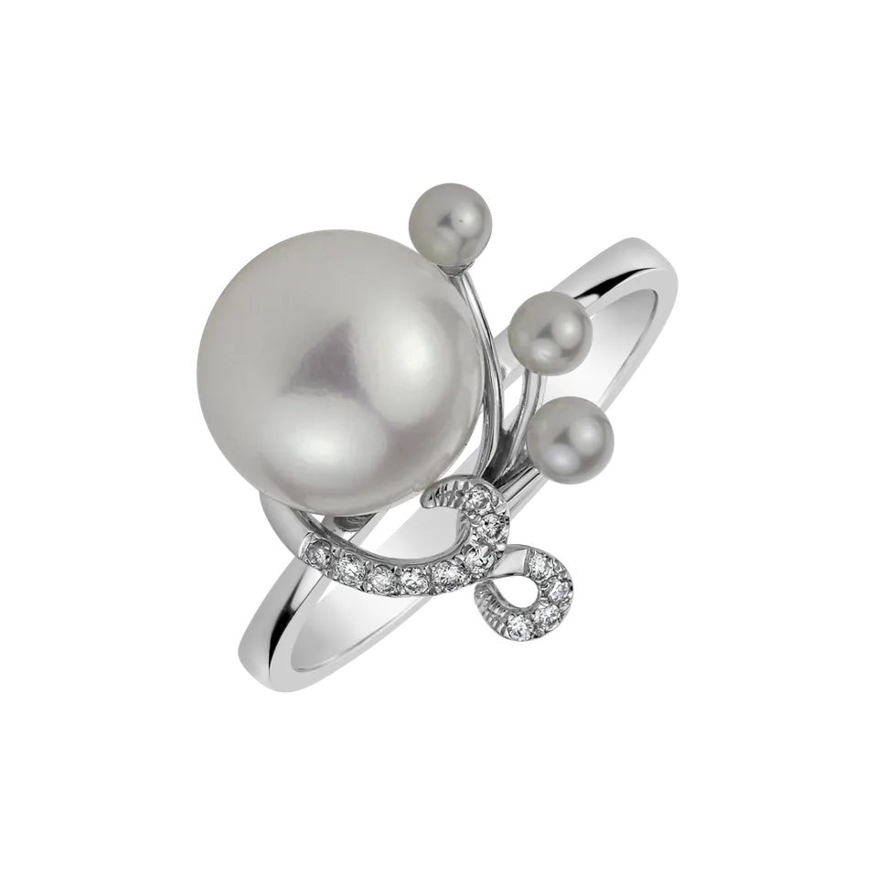 Prsten s perlou a diamanty Nymph Miracle