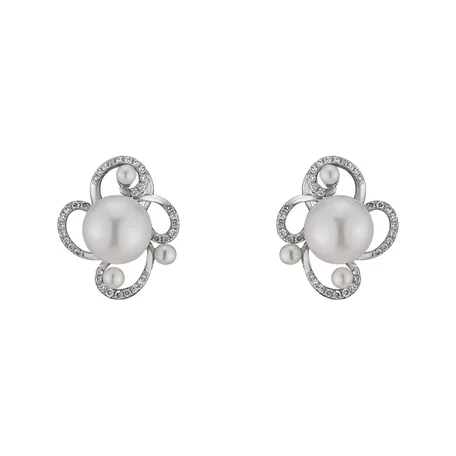 Náušnice s perlami a diamanty Nymph Charm