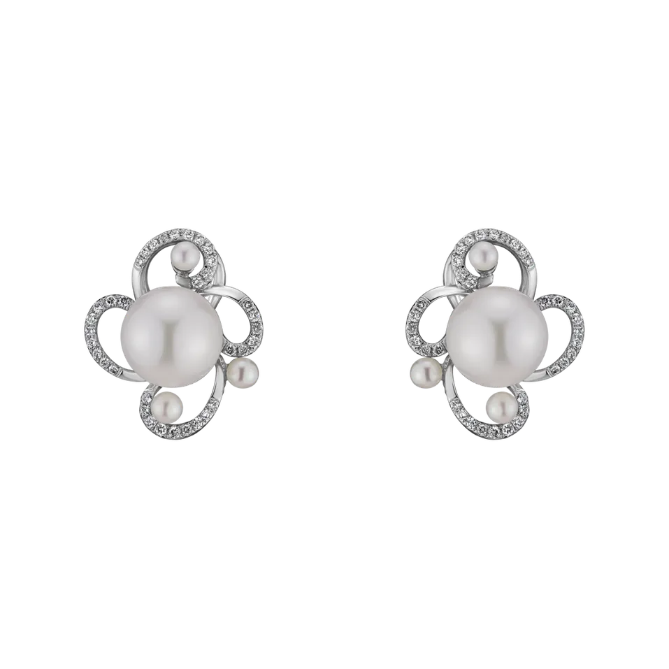 Náušnice s perlami a diamanty Nymph Charm