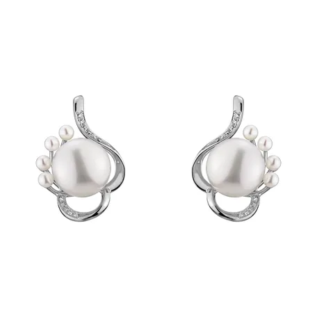 Náušnice s perlou a diamanty White Elegance