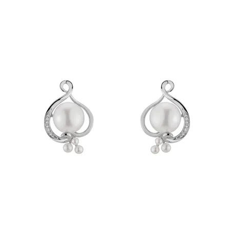Náušnice s perlami a diamanty White Secret