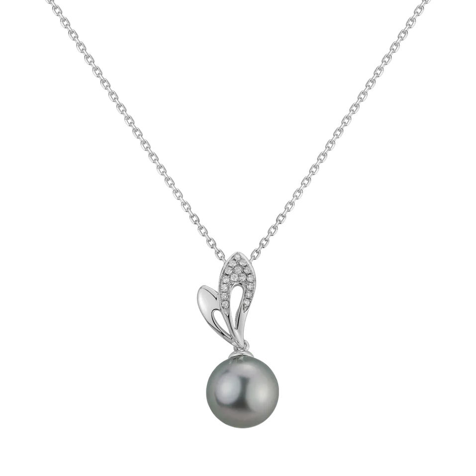 Přívěs s perlou a diamanty Blue Tear