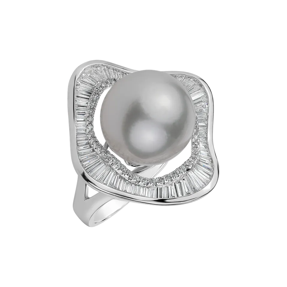 Prsten s perlou a diamanty Pearl Galaxy