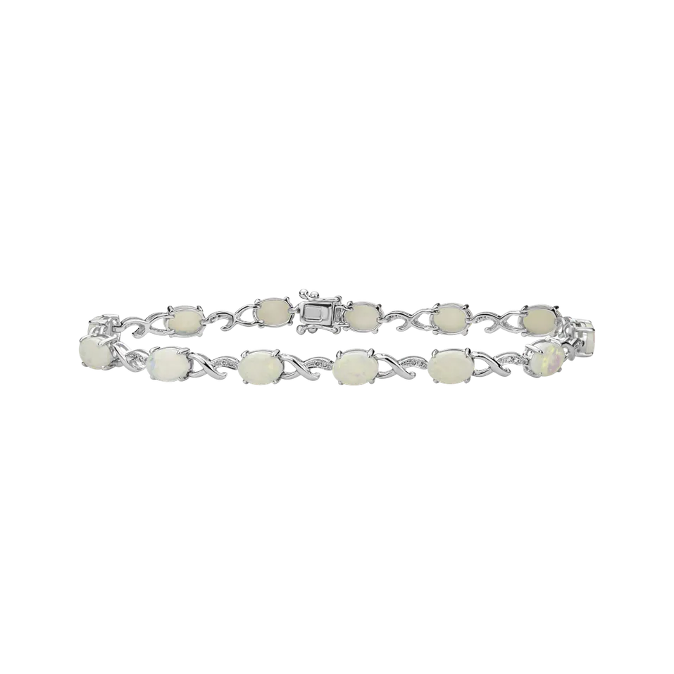 Náramek s diamanty a opály Timeless Elegance
