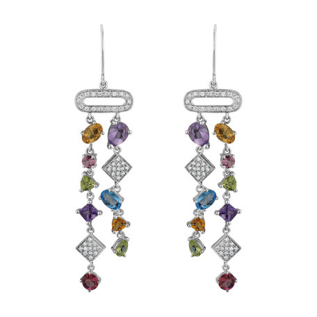 Náušnice s diamanty a drahokamy String of Beads